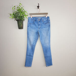 American Eagle Skinny Jeans Hi Rise Jeggings Light Blue Wash Y2K Stretch AE 12